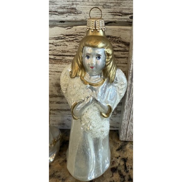 Vintage Glass Blown Angels Christmas Ornament Lot Of 2 - Picture 2 of 8